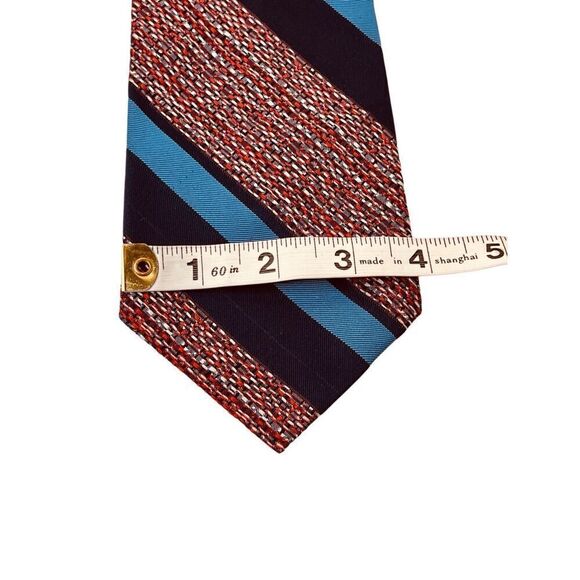 Vintage DACRON Polyester Red Blue Stripe 53" x 3.79" Necktie Tie - Picture 4 of 8